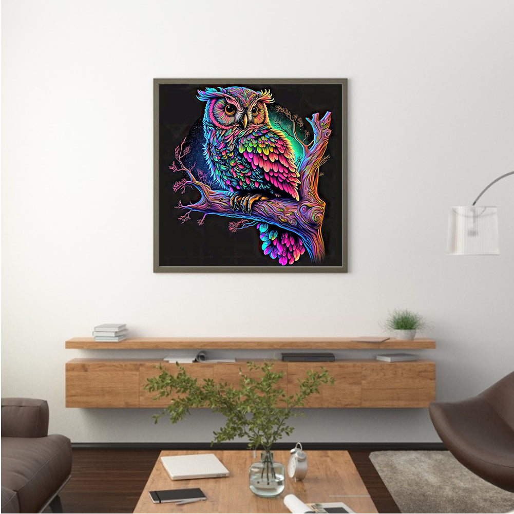 Colorful Owl - Full Round Drill Diamond Painting 30*30CM
