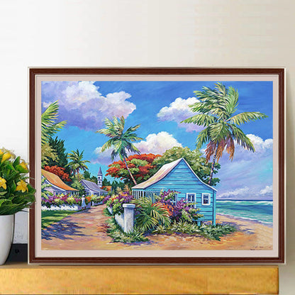 Seaside Cottage - Full Round Drill Diamond Painting 50*40CM