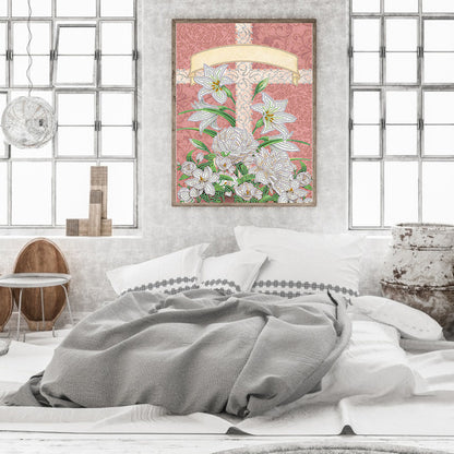 Easter Cross Lily - Special Shaped Drill Diamond Painting 30*40CM