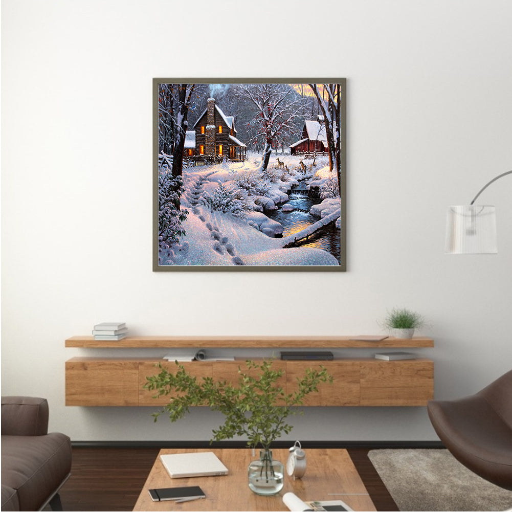 Winter Cabin - Full Square Drill Diamond Painting 50*50CM