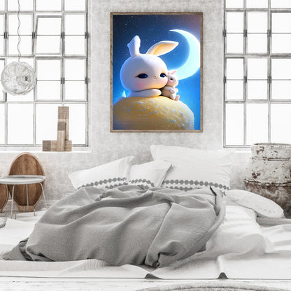 Moonlight Rabbit - Full Round Drill Diamond Painting 30*40CM