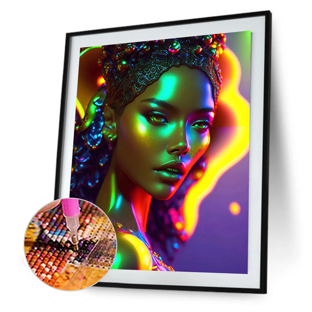 Colorful Indian Woman - Full Round Drill Diamond Painting 30*40CM