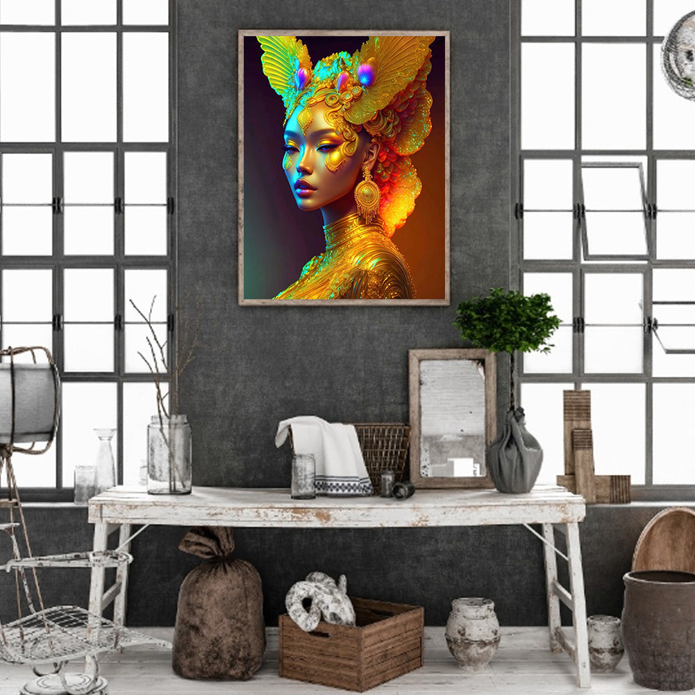 Colorful Indian Woman - Full Round Drill Diamond Painting 30*40CM