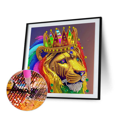 Colorful Lion Head - Special Shaped Drill Diamond Painting 30*30CM
