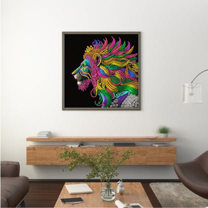 Colorful Lion Head - Special Shaped Drill Diamond Painting 30*30CM