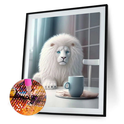 Dumb White Lion - Full Round Drill Diamond Painting 30*40CM