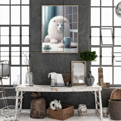 Dumb White Lion - Full Round Drill Diamond Painting 30*40CM