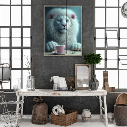 Dumb White Lion - Full Round Drill Diamond Painting 30*40CM