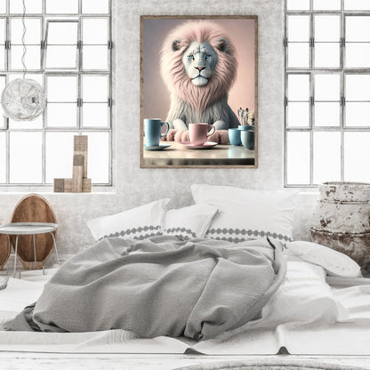 Dumb White Lion - Full Round Drill Diamond Painting 30*40CM