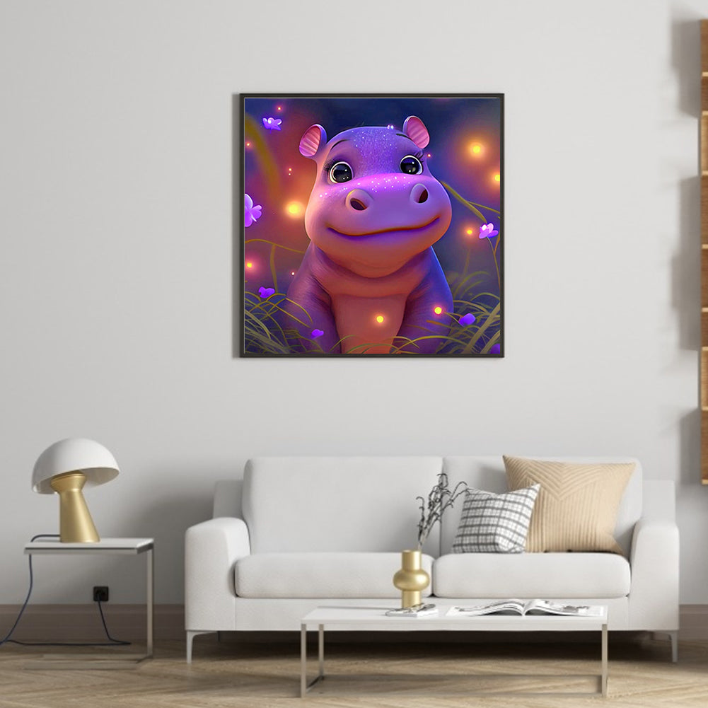 Little Hippopotamus - Full Round Drill Diamond Painting 30*30CM