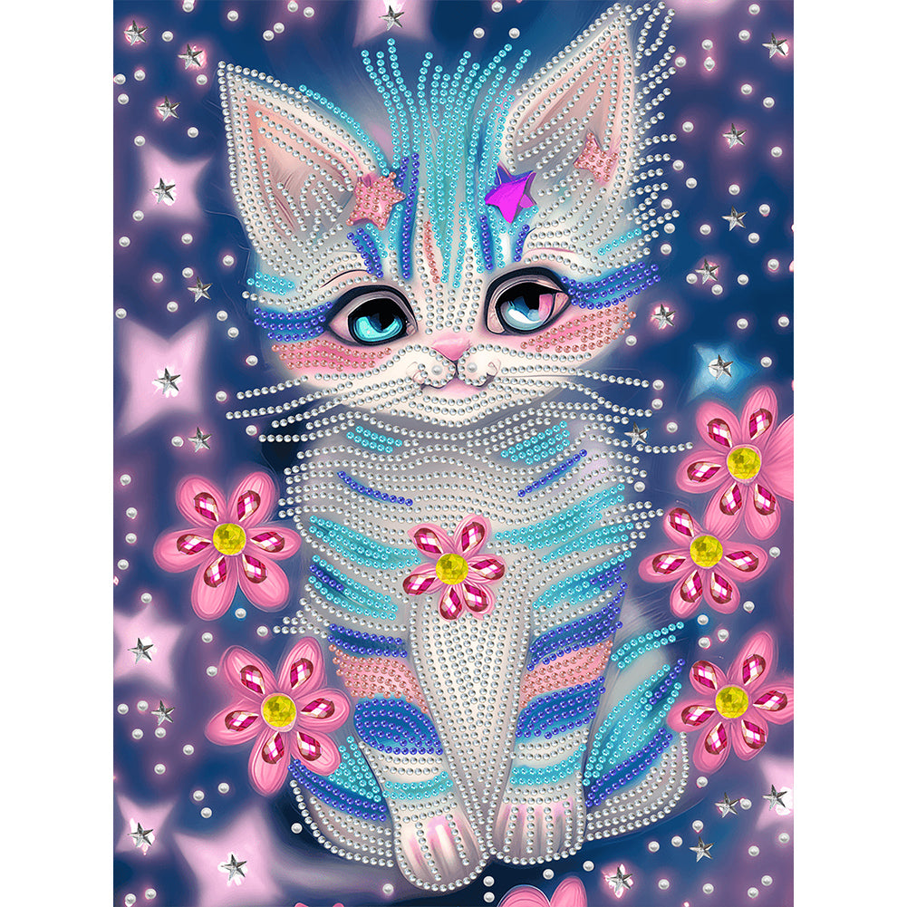 Blue Kitten - Special Shaped Drill Diamond Painting 30*40CM