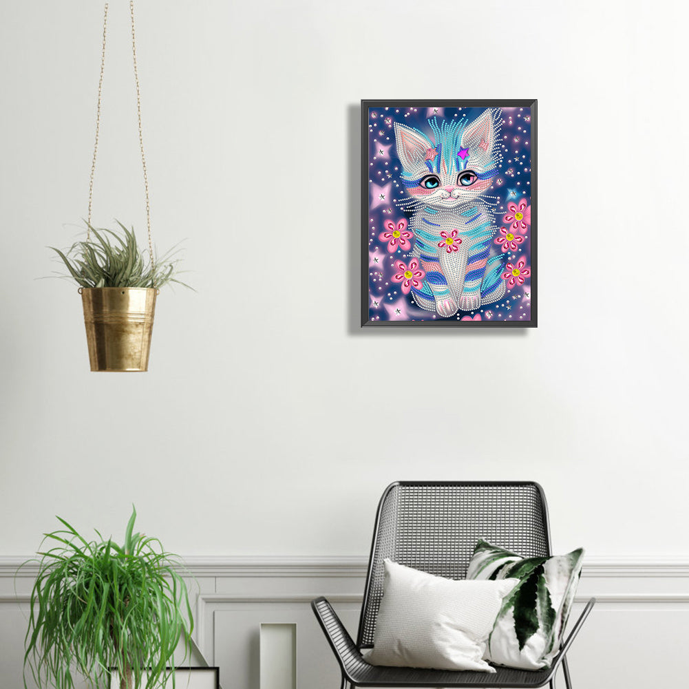 Blue Kitten - Special Shaped Drill Diamond Painting 30*40CM