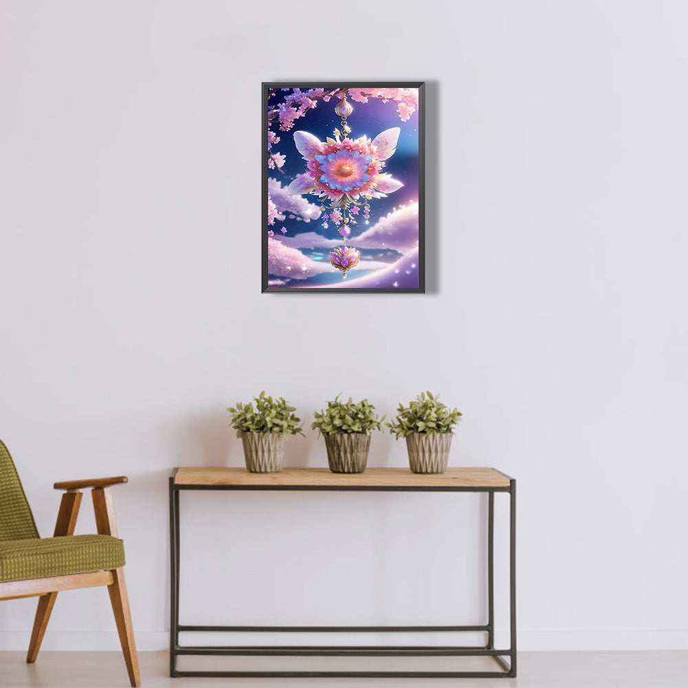 Romantic Flowers Purple Wind Chimes - Full Round Drill Diamond Painting 30*40CM