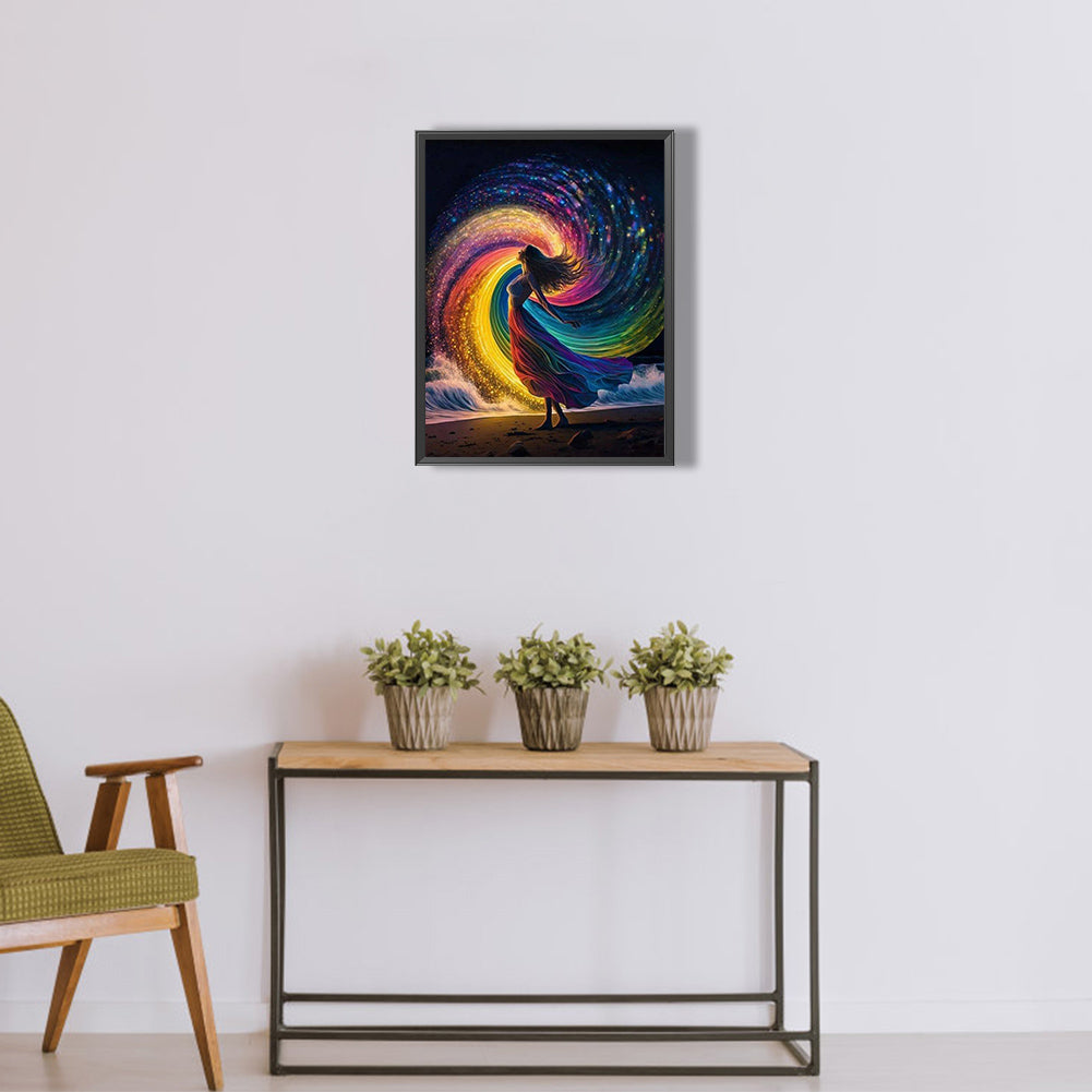 Rainbow Girl - Full Round Drill Diamond Painting 30*40CM