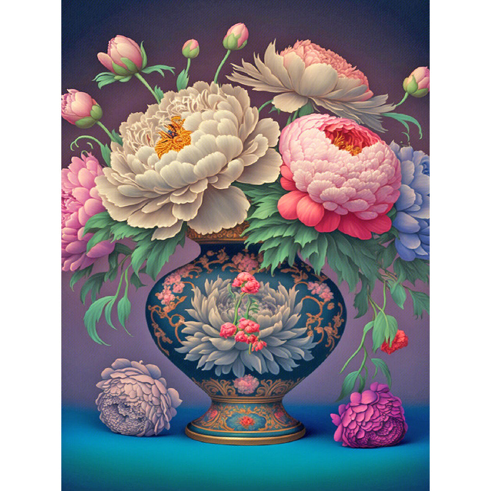 Gorgeous Vase Of Peonies - Full Round Drill Diamond Painting 30*40CM