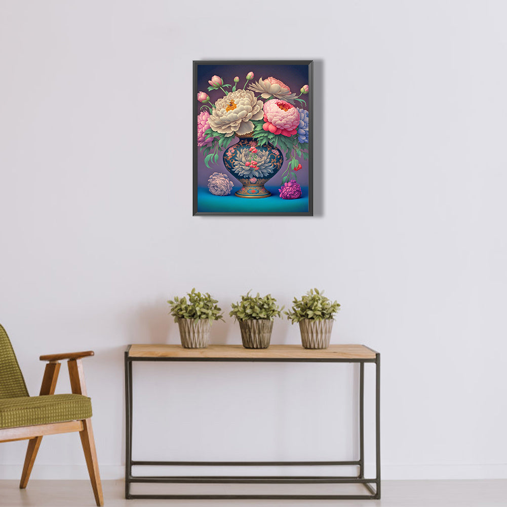 Gorgeous Vase Of Peonies - Full Round Drill Diamond Painting 30*40CM