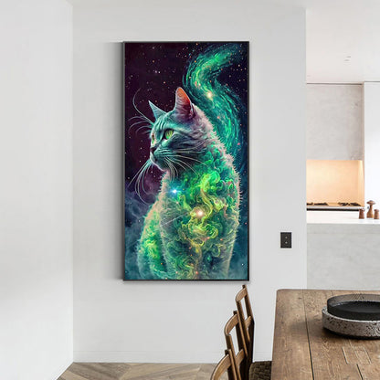 Green Starry Smoke Cat-O640*70cm(canvas) full-round drill diamond painting