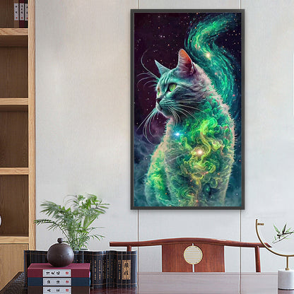Green Starry Smoke Cat-O640*70cm(canvas) full-round drill diamond painting