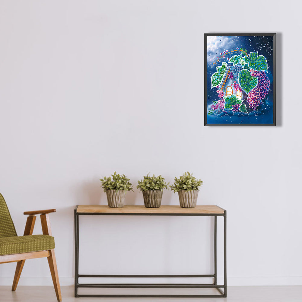 Fairy Tale Cottage With Beautiful Grass And Trees - Special Shaped Drill Diamond Painting 30*40CM