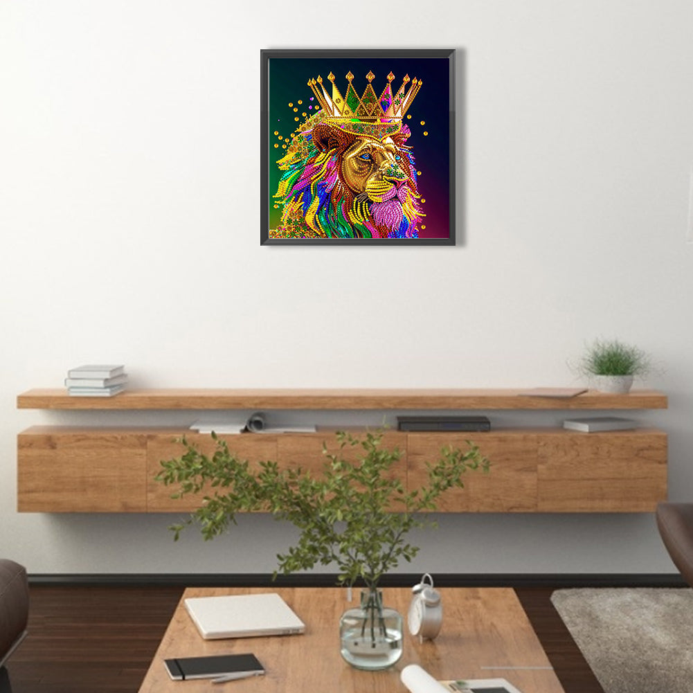 Colorful Lion Head - Special Shaped Drill Diamond Painting 30*30CM