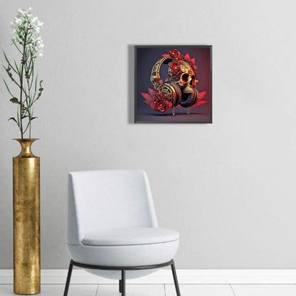Unique Red Headphones - Full Round Drill Diamond Painting 30*30CM