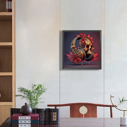 Unique Red Headphones - Full Round Drill Diamond Painting 30*30CM