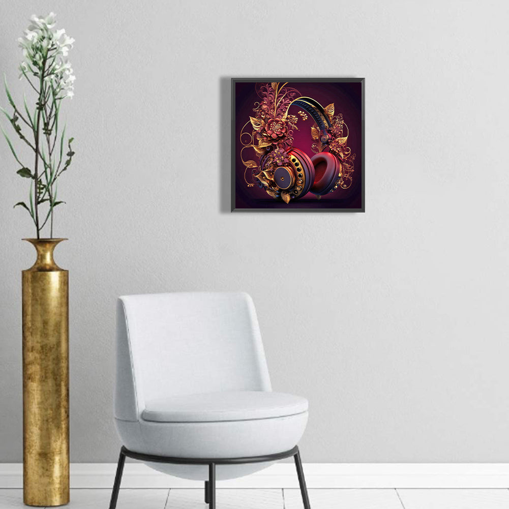 Unique Red Headphones - Full Round Drill Diamond Painting 30*30CM