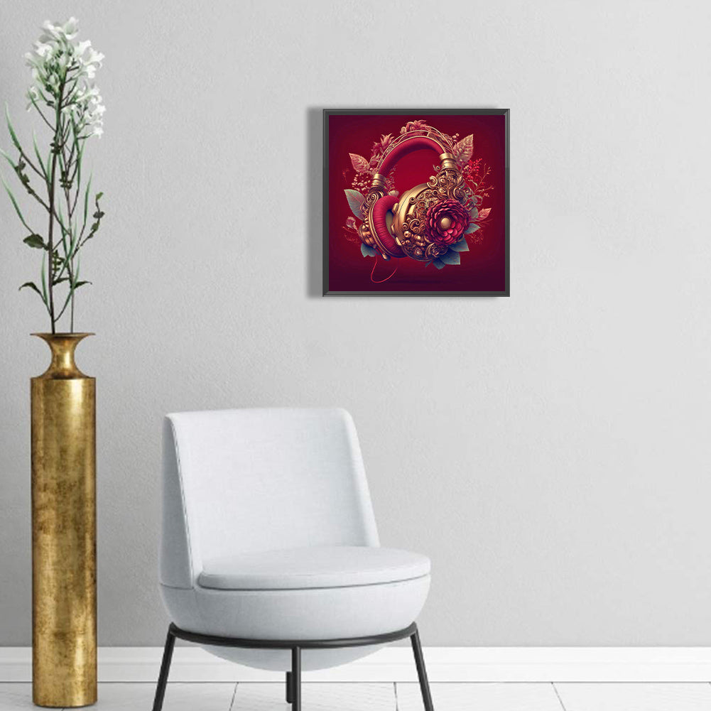 Unique Red Headphones - Full Round Drill Diamond Painting 30*30CM