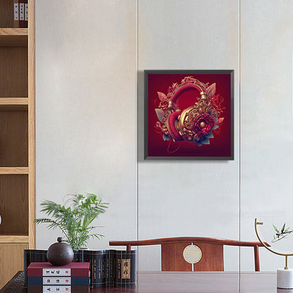 Unique Red Headphones - Full Round Drill Diamond Painting 30*30CM