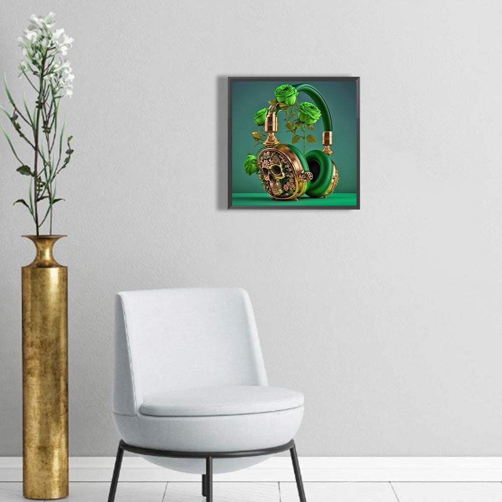 Unique Green Headphones - Full Round Drill Diamond Painting 30*30CM