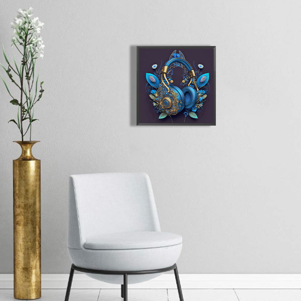 Unique Blue Headphones - Full Round Drill Diamond Painting 30*30CM