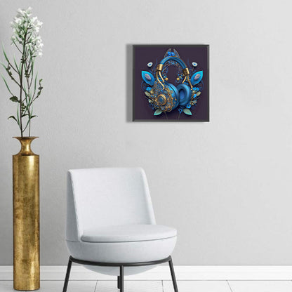 Unique Blue Headphones - Full Round Drill Diamond Painting 30*30CM