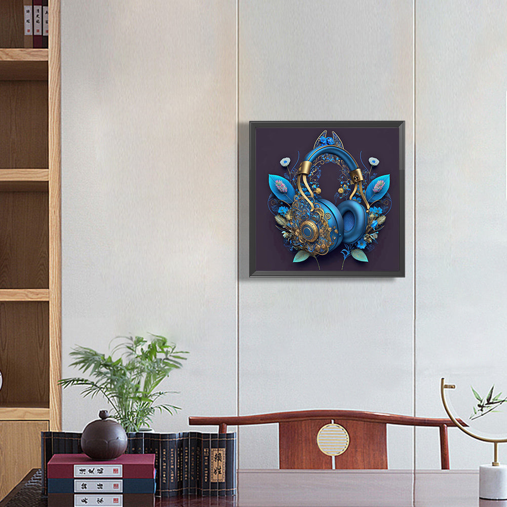Unique Blue Headphones - Full Round Drill Diamond Painting 30*30CM