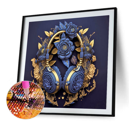 Unique Blue Headphones - Full Round Drill Diamond Painting 30*30CM