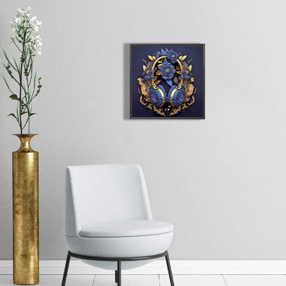 Unique Blue Headphones - Full Round Drill Diamond Painting 30*30CM