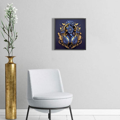 Unique Blue Headphones - Full Round Drill Diamond Painting 30*30CM