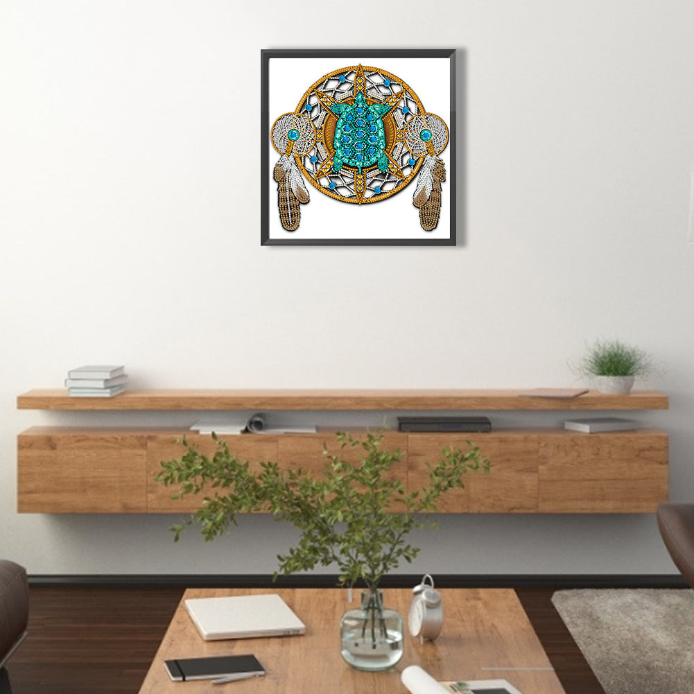 Turtle Mandala Dreamcatcher - Special Shaped Drill Diamond Painting 30*30CM