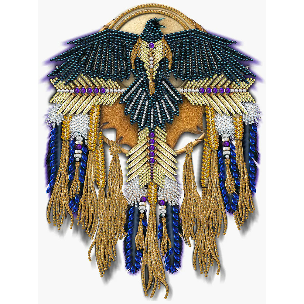 Native Raven Mandala Dream Catcher - Special Shaped Drill Diamond Painting 30*40CM