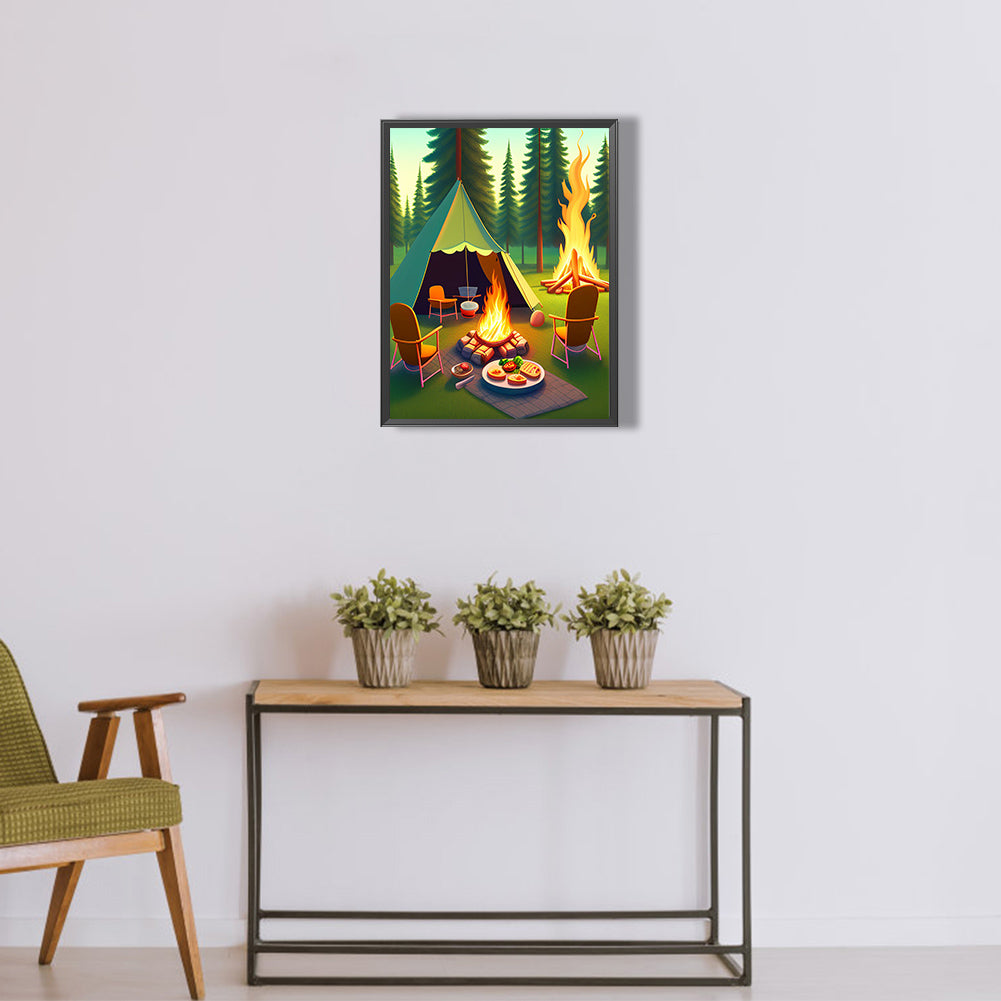 Camping - Full Round Drill Diamond Painting 30*40CM