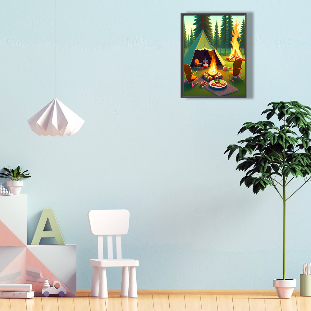 Camping - Full Round Drill Diamond Painting 30*40CM