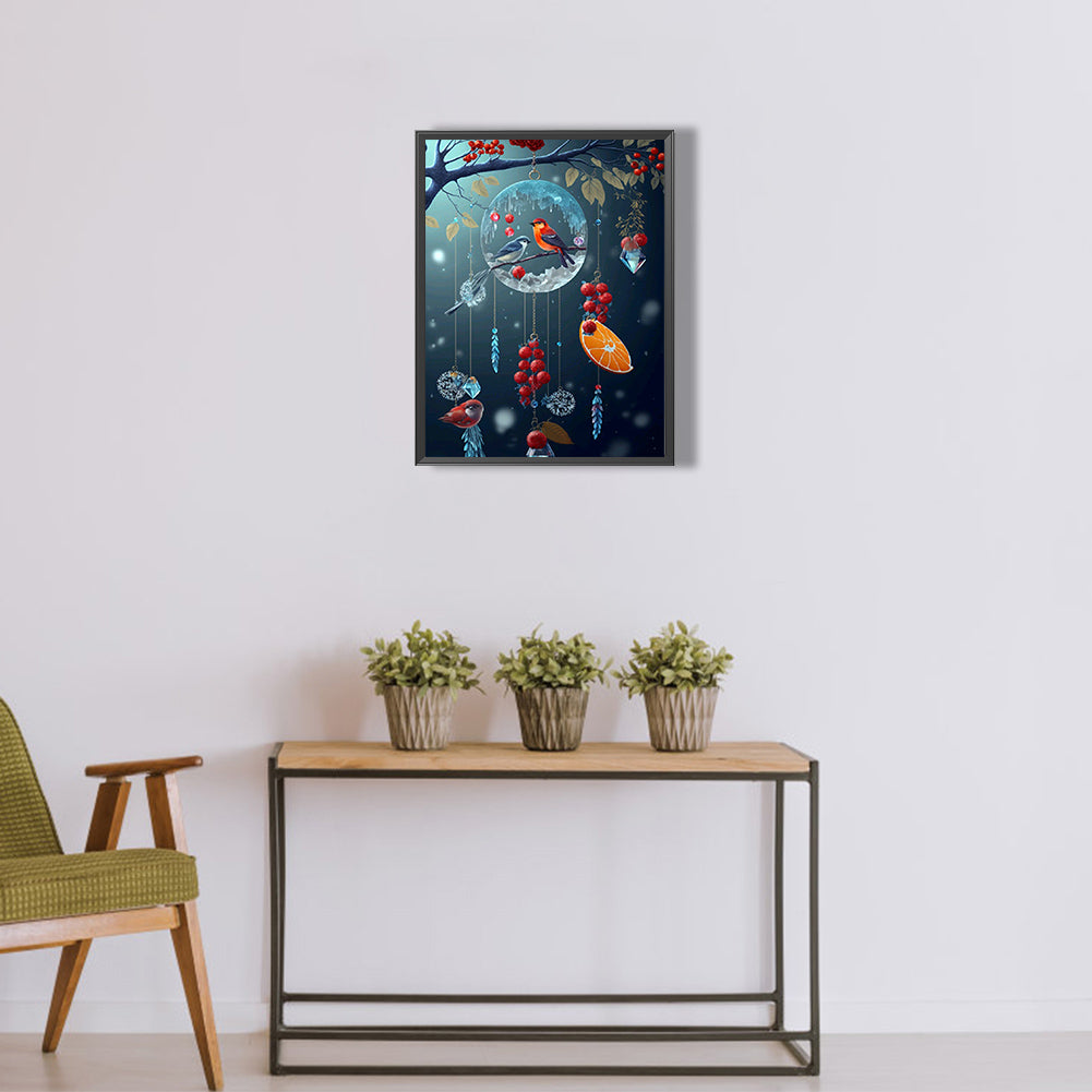 Fantasy Flower And Bird Crystal Wind Chime - Full Round Drill Diamond Painting 30*40CM