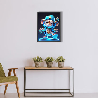 Rock Animal Monkey On Stage - Full Round Drill Diamond Painting 30*40CM