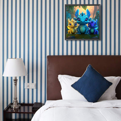 Three Pterosaurs - Full Round Drill Diamond Painting 40*40CM