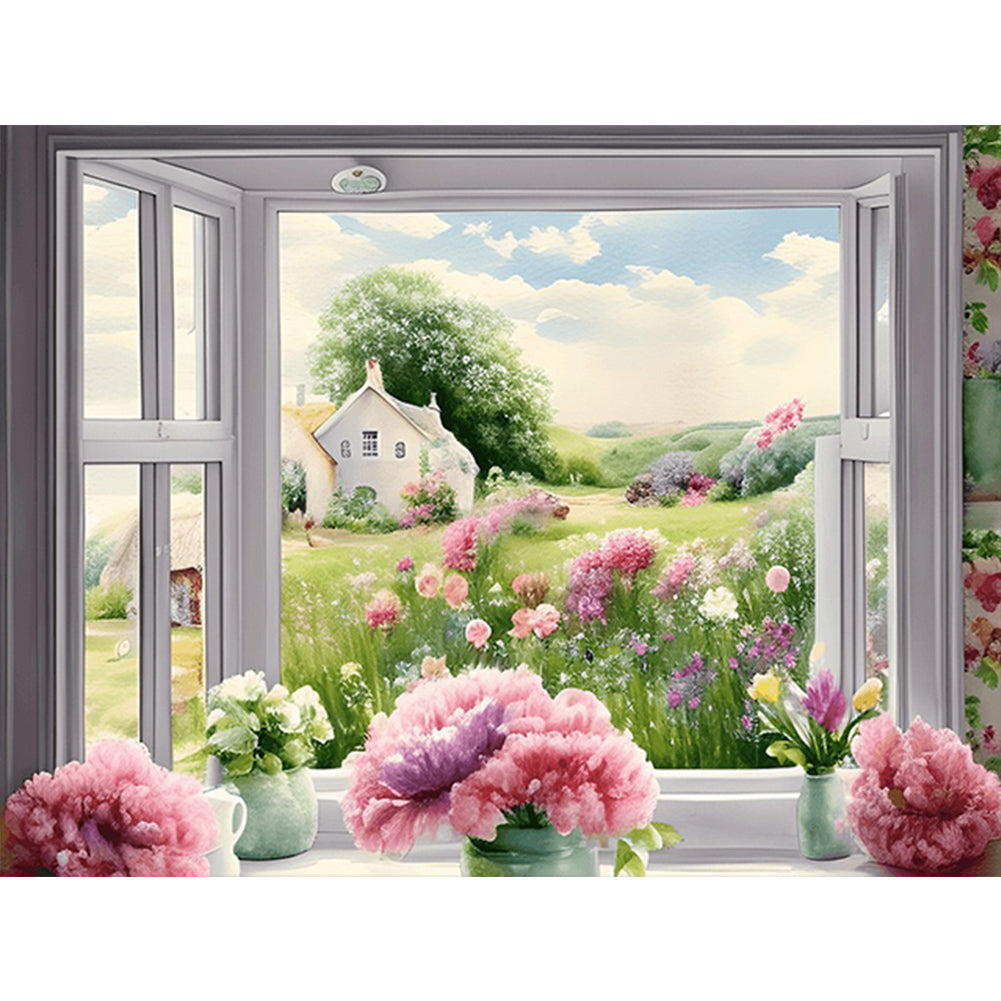 Scenery Outside The Window - Full Round Drill Diamond Painting 40*30CM