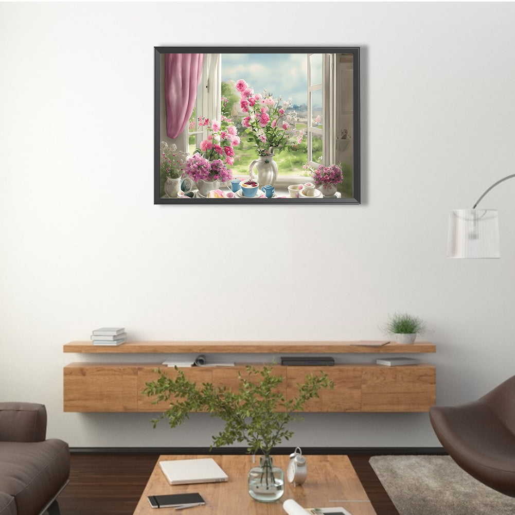 Scenery Outside The Window - Full Round Drill Diamond Painting 40*30CM