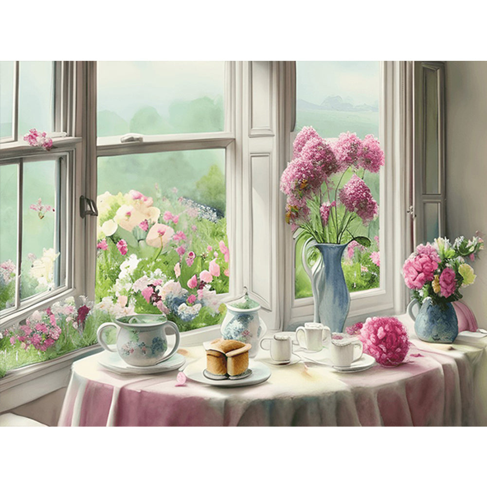 Scenery Outside The Window - Full Round Drill Diamond Painting 40*30CM