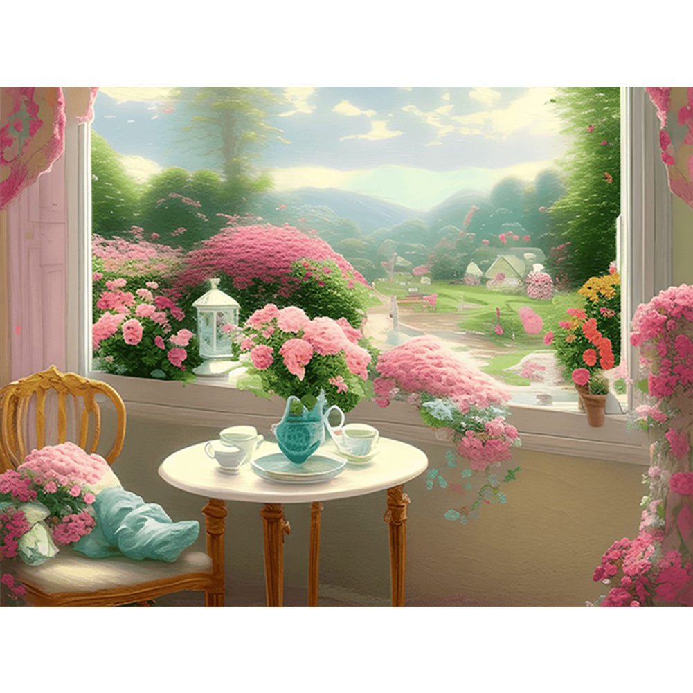 Scenery Outside The Window - Full Round Drill Diamond Painting 40*30CM