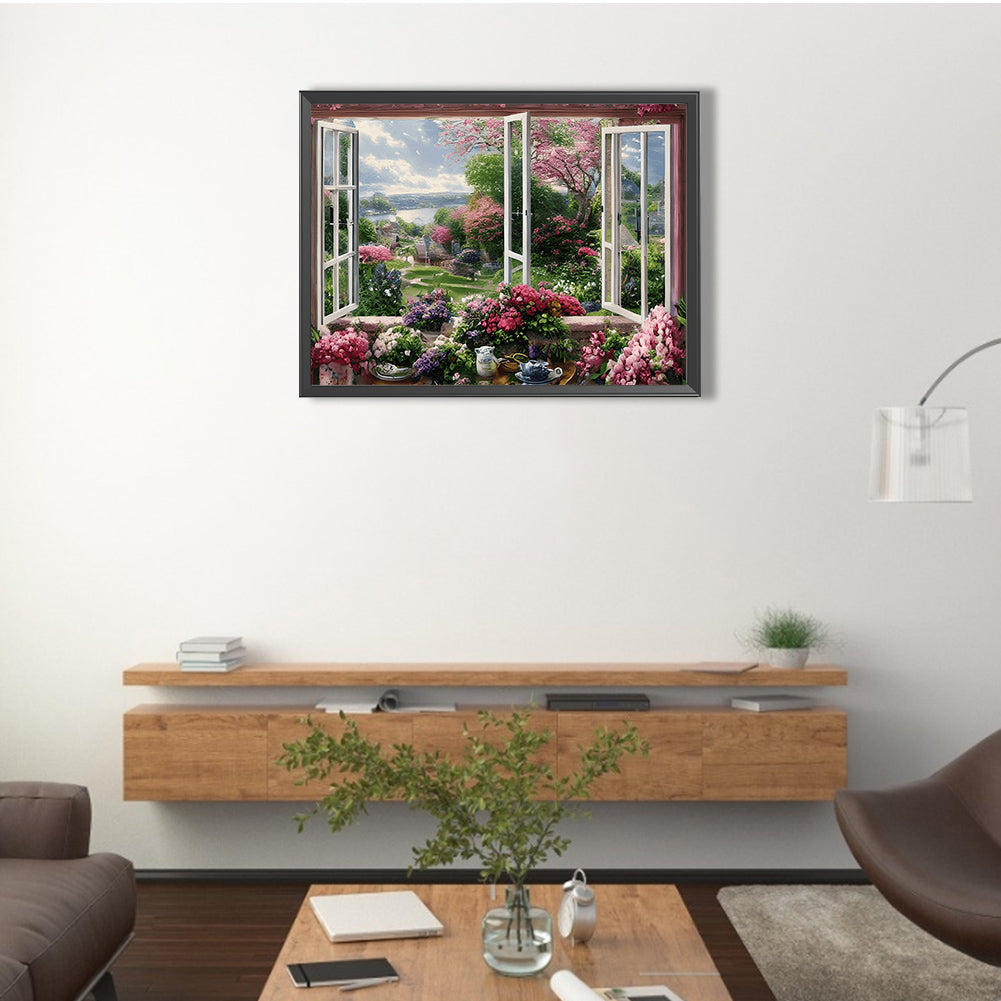 Scenery Outside The Window - Full Round Drill Diamond Painting 40*30CM
