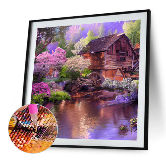 Waterwheel Scenery - Full Round Drill Diamond Painting 40*40CM
