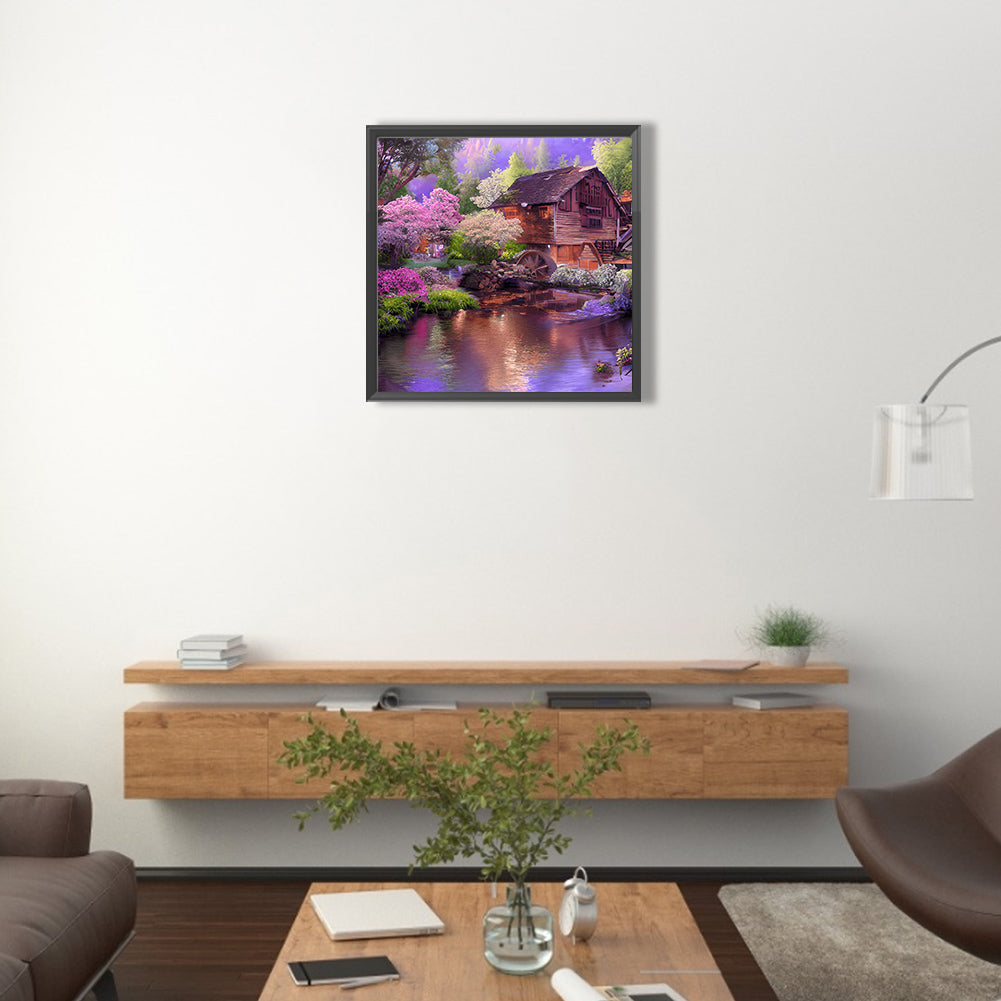 Waterwheel Scenery - Full Round Drill Diamond Painting 40*40CM